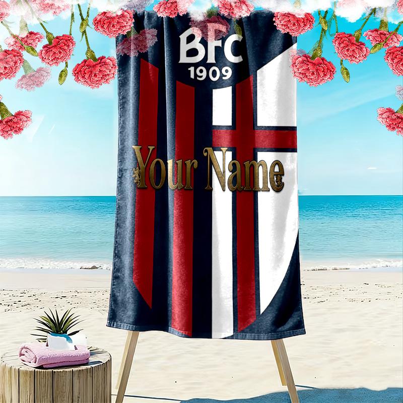 Bologna Fc Custom Name Print Beach Towel Large Soft Quick Dry Towel For Beach Camping Swimming