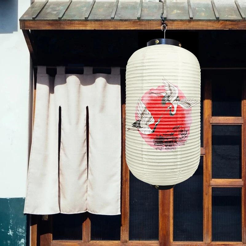 Chinese Traditional Crane Pattern Lantern Beautiful Ukiyo-e Style Paper Cuisine Sake Pub Bar Izakaya Restaurant Decor Lantern