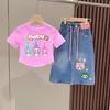 Юго-Восточная Азия 2025 Лето Милая мультяшная футболка и джинсовая юбка Тренд