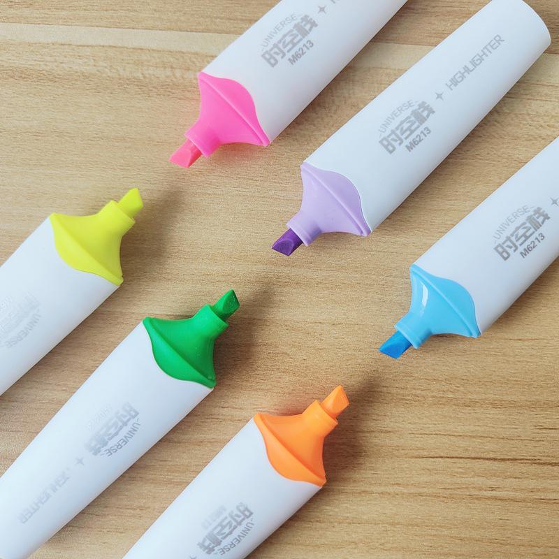 6-Color Large Capacity Fluorescent Glitter Pens with Oblique Tips for Journaling and DIY Projects