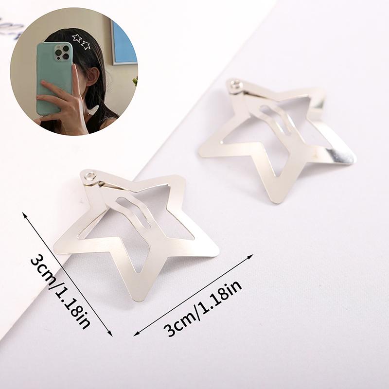 4 шт., серебряная заколка для волос со звездой Bb, минималистичная заколка для волос со звездой для девочек