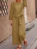 Женский повседневный комплект из двух предметов: широкие длинные брюки на осень/зиму 2024 года - однотонный