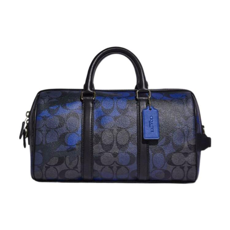 New COACH Venturer Cow Leather Travel Bag, Shoulder Bag, Crossbody Bag, Handbag Medium Men's Black & Blue CC025-QBTKG