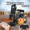 722 шт., вилочный погрузчик с дистанционным управлением, модель MOC, строительные блоки, инженерный автомобиль, технология сборки радиоуправляемого автомобиля, электронные кирпичи, игрушки
