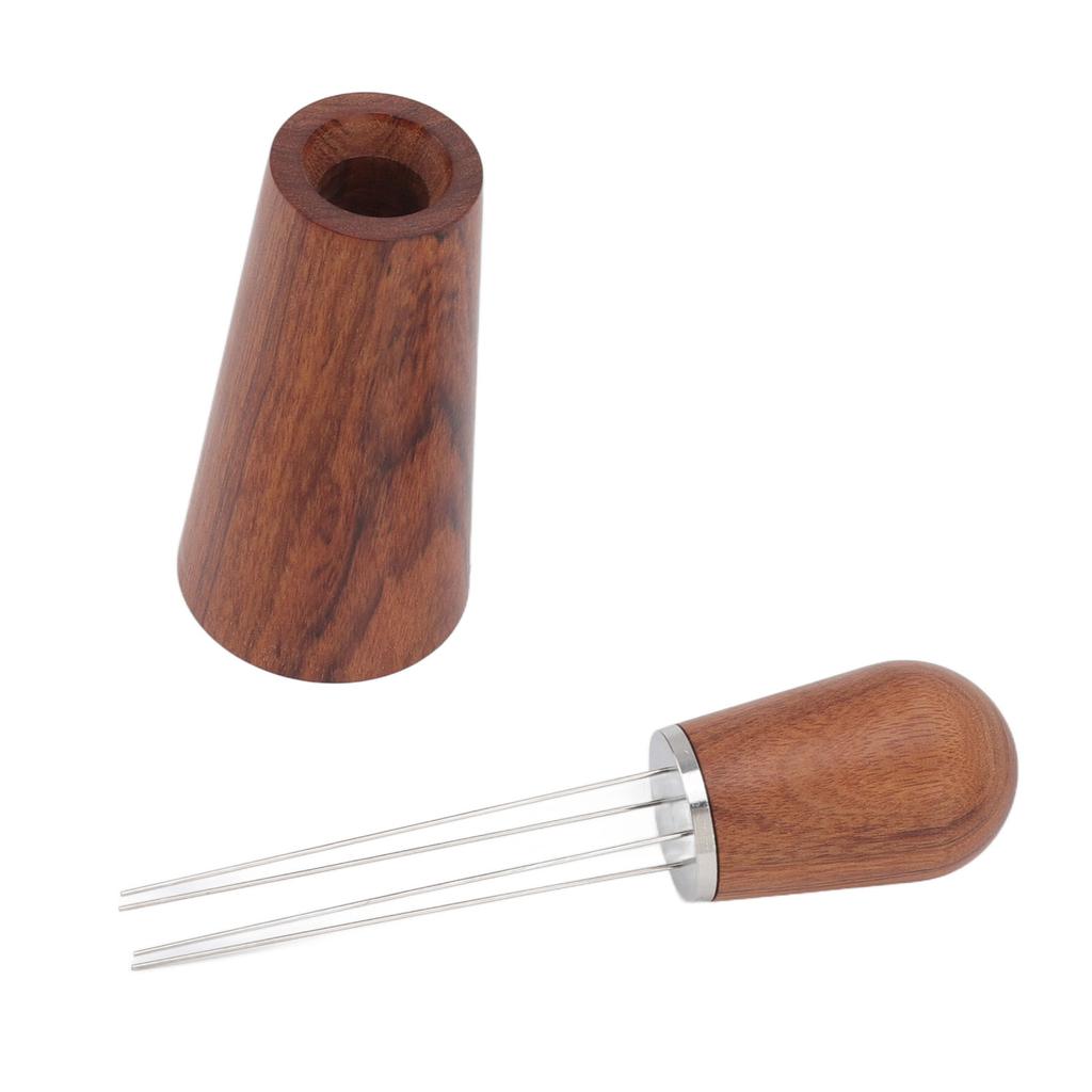 Coffee Powder Stirring Tool Needle Type Coffee Stirrer Distributor with Natural Wood Handle for