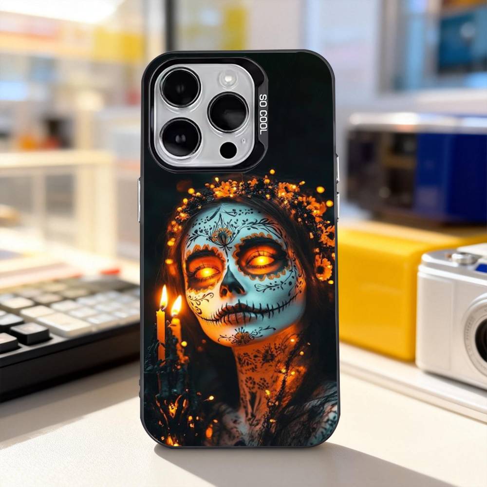 Мертвый Мексиканский Череп Катрина Для iPhone 11,12,13,14,15,16,17,Pro,Max,Plus,E,Air,Mini Чехол Для Телефона IMD Матовый Черный