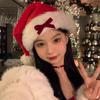 Рождественская декоративная шапка с красным бантом женская зимняя фотография новогодняя атмосфера плюшевая рождественская одежда