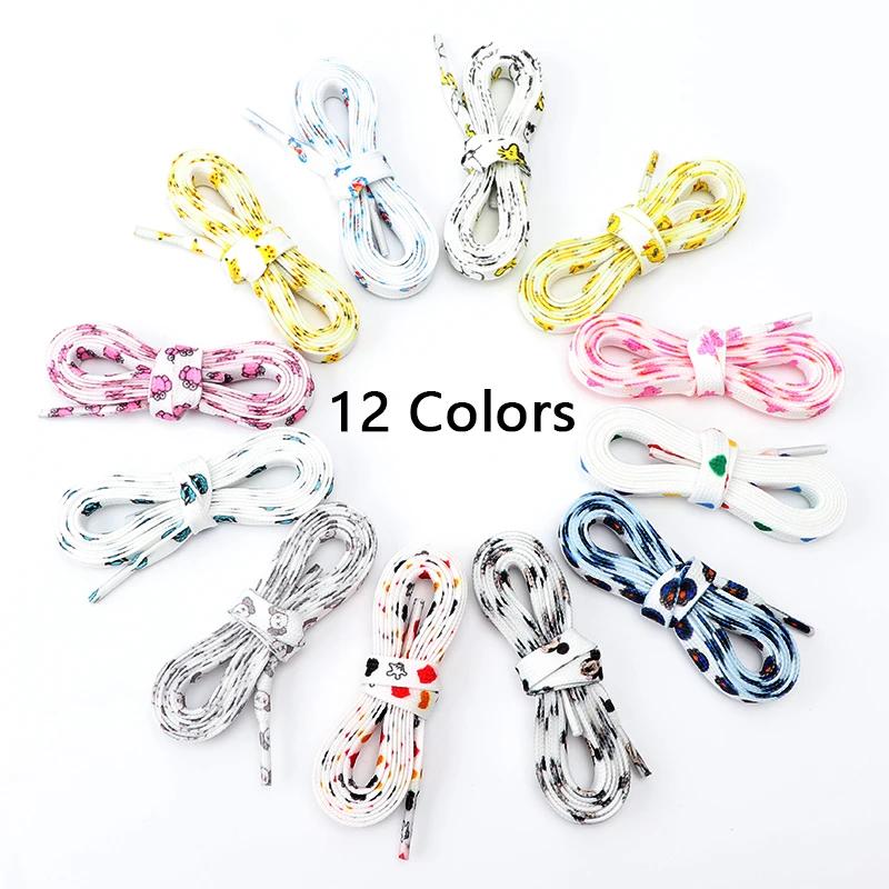 1Pair Cartoon Graffiti Printing Shoelaces Flat Shoe Laces Running Shoes Sneakers High Top Low Top Canvas Shoelace for Kids Adult