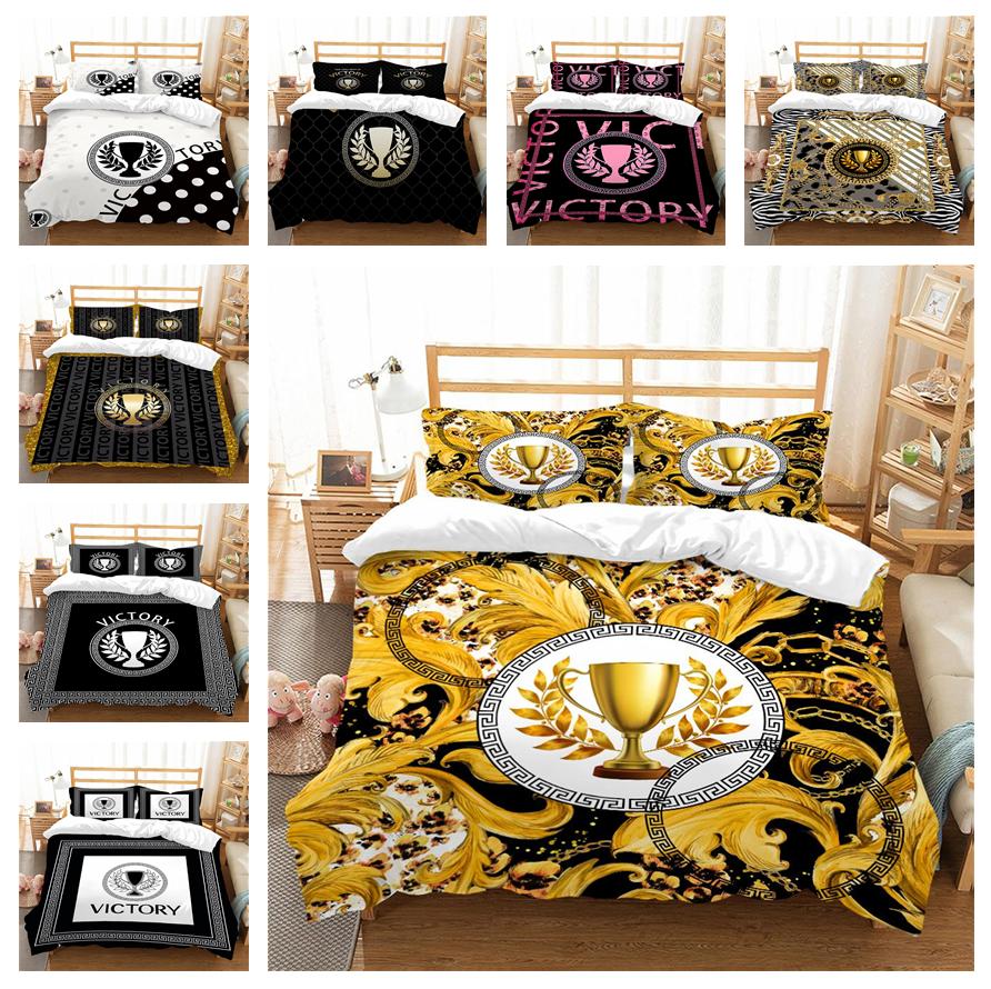 3D Digital Printing Luxury Quilt Cover Pillowcase Single Double Bed Household Textile Microfiber Soft Bedding Set 2/3 Pieces Gift