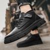 Fashion Men's Leather Boots New Platform Outdoor Tooling Boot for Men Motorcycle Boots Black Lace Up Ankle Boots High Top Casual Shoes