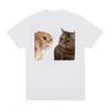 Funny Cute Cats Talking Meme Graphic T-shirts Women Fashion Short Sleeve T Shirt Casual Oversized T-shirt Unisex Clothing