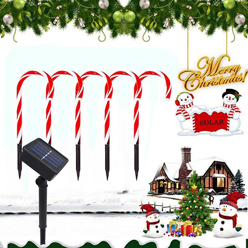 Waterproof Solar Powered Christmas Pathway Candy Cane LED Garden Light