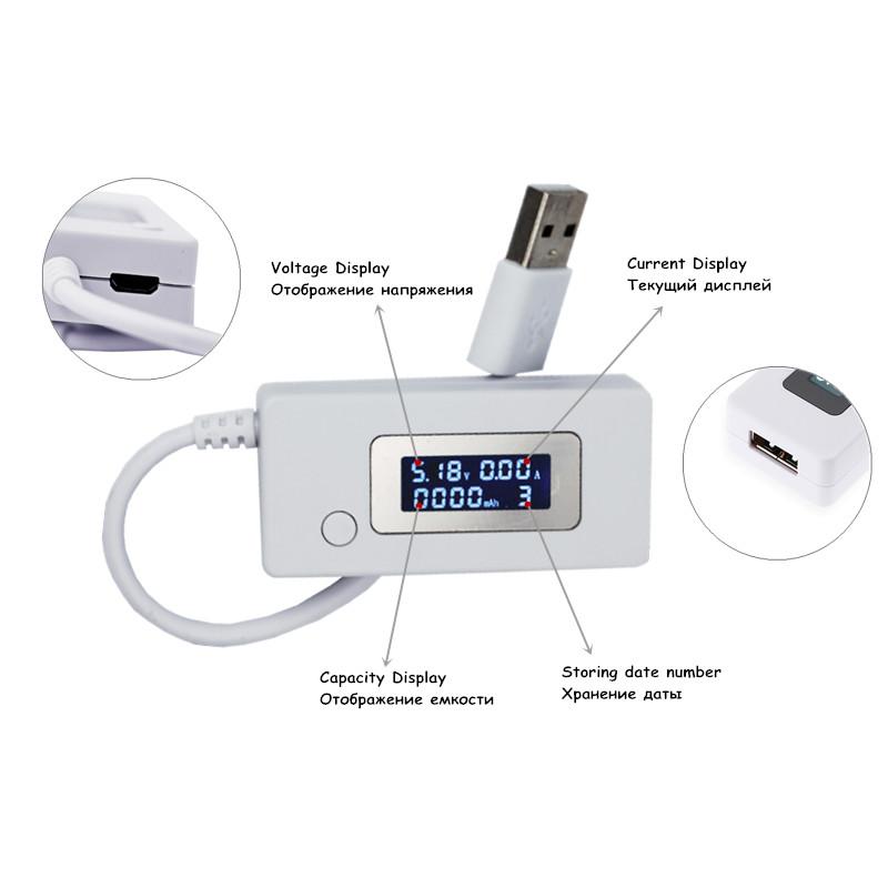 Миниатюрный креативный USB-тестер для телефонов с ЖК-экраном, портативный вольтметр-амперметр, детектор зарядных устройств для мобильных телефонов.