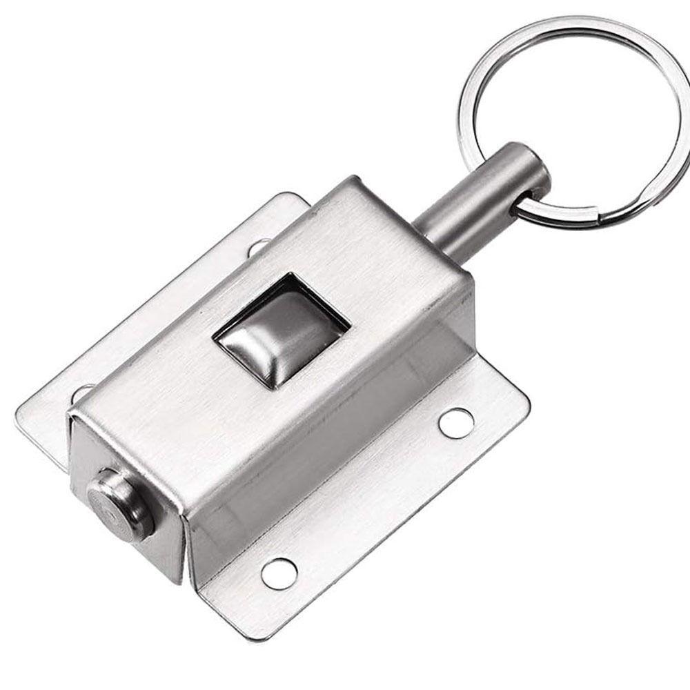 Durable 430 Stainless Steel Automatic Spring Latch Sliver Butterfly Shaped Door Barrel Bolt Ring-Pull Home