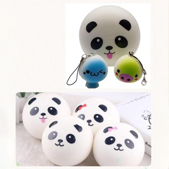 Plush Key Pendant Ultra Soft Anti-fall Adorable Slow Rebound Panda Buns Bag Strap Pendant for Anniversary Gift