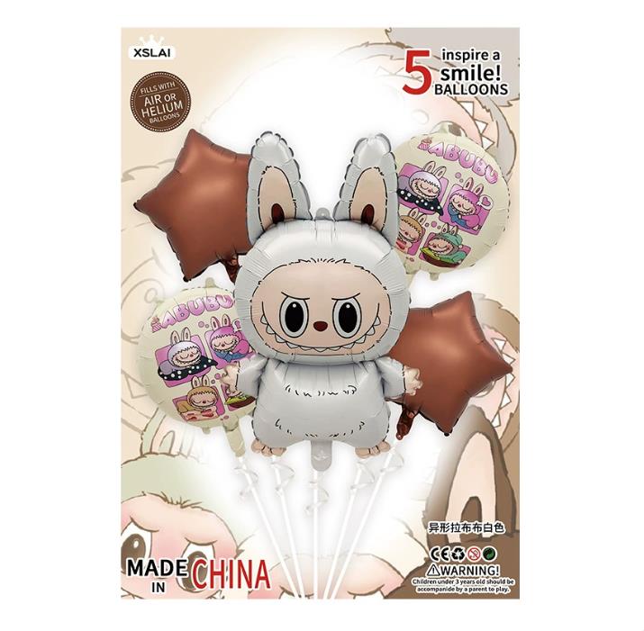 5 шт. Милый мультяшный воздушный шар из алюминиевой пленки Лабубу, украшение для детской вечеринки по случаю дня рождения, надувная игрушка для детского праздника
