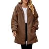 Winter Women's Jackets Loose Fur Long Sleeve Hooded Zipper Cardigan Coat Thickened Warm Casual Outerwear