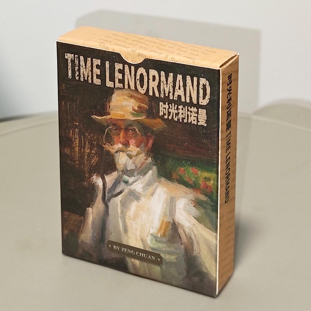 Карты Ленорман Время 38 карт в стиле масляной живописи с дополнительными картами Мужчина/Женщина, напечатанные на картоне с двойным тиснением, 9x6 см
