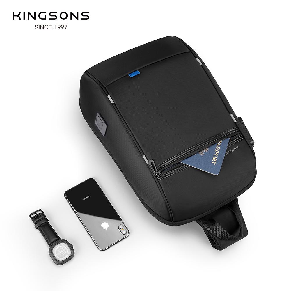 Kingsons Anti-theft Men Chest Bag 14 Inch Laptop Bag Single Shoulder Messenger Bag Waterproof Crossbody Bag With USB Charging Port&TSA Customs Lock