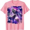 Cosmic Wolf Howling Graphic Tee Men Casual Round Neck Breathable Cotton Print Tshirt