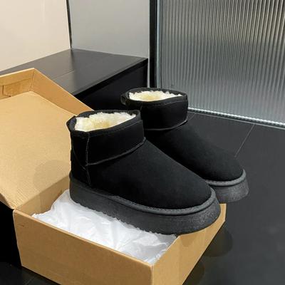 Модные однотонные зимние сапоги из флока для женщин, новые дизайнерские зимние теплые хлопковые туфли, женские модные повседневные ботильоны на платформе для женщин