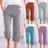 Women's Cropped Pants Drawstring Elastic Waist Trousers With Pockets