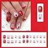 Christmas Fake Nails Short Press On Nails Square Red Full Cover Glue On Nails Christmas Nails With Cute Designs Extra Short With 2ml Glue