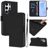 For Samsung Galaxy S25 Ultra Case Solid Color Wallet Leather Phone Cover with Strap
