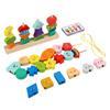 Wooden Children's Character Expression Bead Columns Colorful Sorting Toys Shape Stringing Matching Educational Building Blocks
