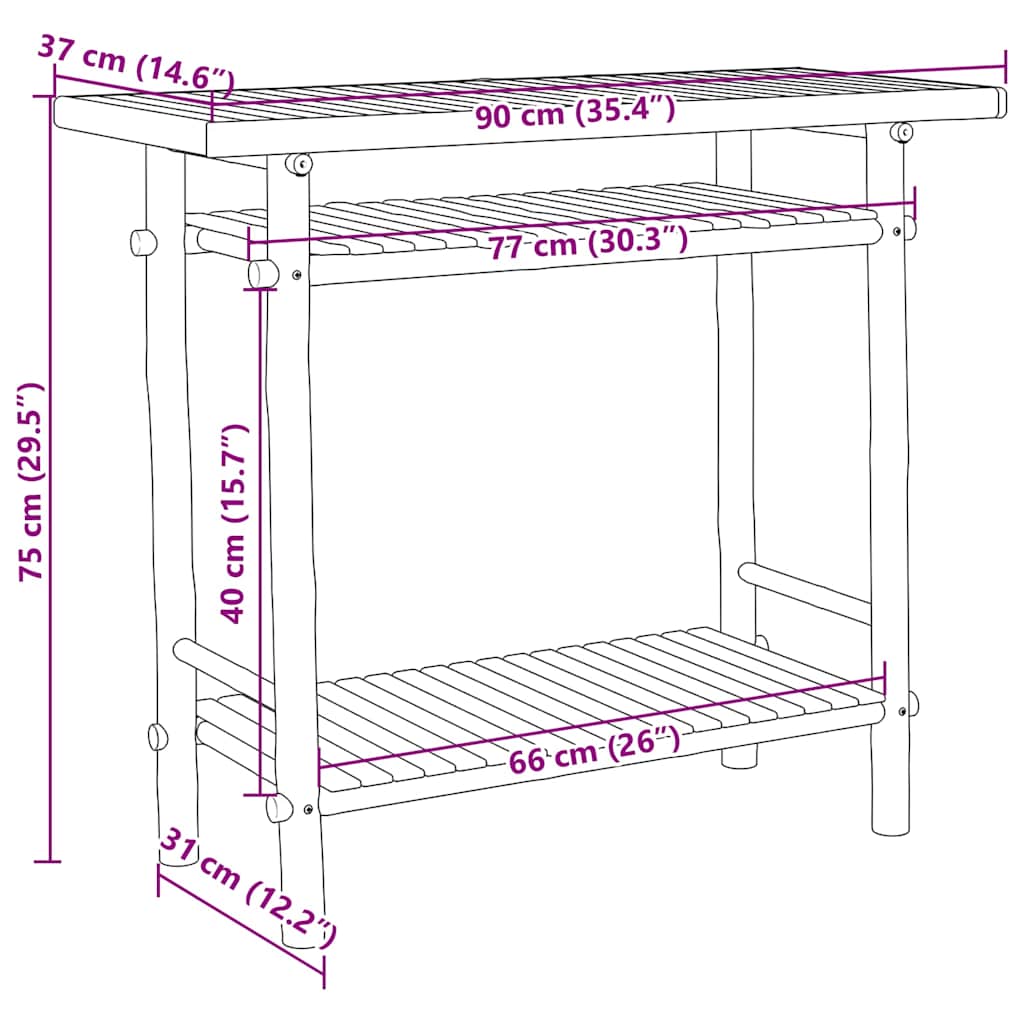 Console Table 90 x 37 x 75 cm Bamboo
