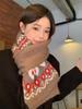 Fair Island jacquard knitted wool scarf women's winter new brown retro thickened neck protection warm scarf