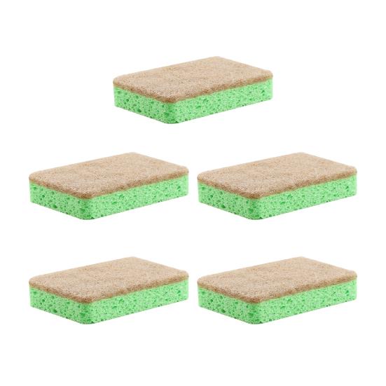 5 шт. прочная чистящая губка, эффективная хлопковая целлюлоза, портативная маслостойкая подушечка для мытья посуды для дома