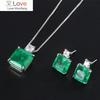 Luxury Simulation Emerald Gemstone Pendant /Necklace /Stud Earrings Wedding Cocktail Party Jewelry Sets Anniversary Gift