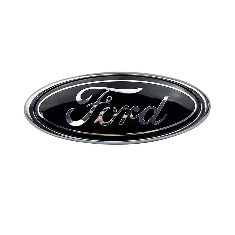 New 2026 Car Sticker 14.6x5.7cm Emblem Car Front Cover Grille Badge for Ford Kuga Focus Ranger Mustang Mondeo Fiesta Explorer Tr