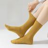 Носки Женские Осенне-Зимние Модели Двухигольные Носки До Средней Икры из Шелка Тутового Дерева Однотонные Носки-гольфы Женские Чулки