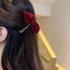 Korean Retro Velvet Rhinestone Bow Elegant Hair Clip