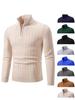 Мужской вязаный свитер с молнией и полувысоким воротником для весны и осени