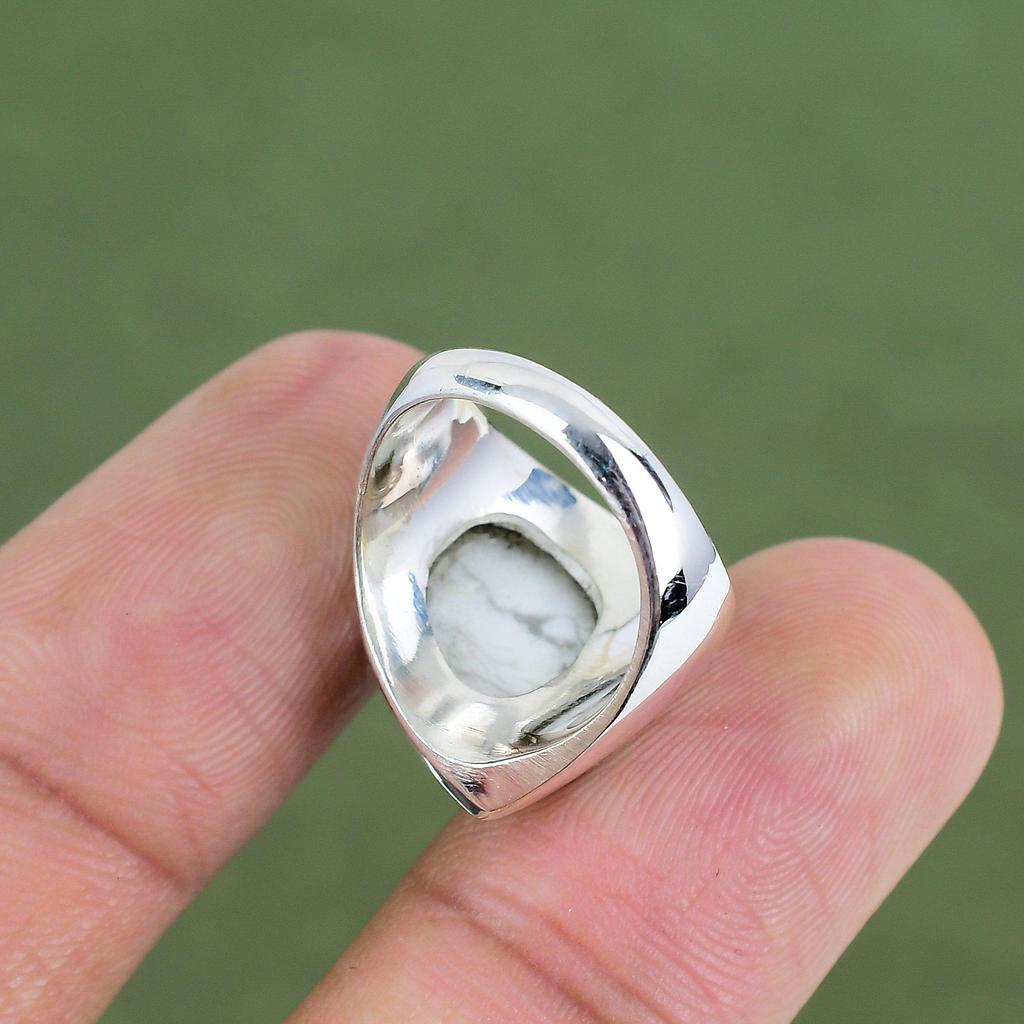 Howlite Ring 925 Sterling Silver Ring Real Gemstone Jewelry Amazing Ring Handmade Brand New Jewelry Anniversary Gifts Available In Ring Size