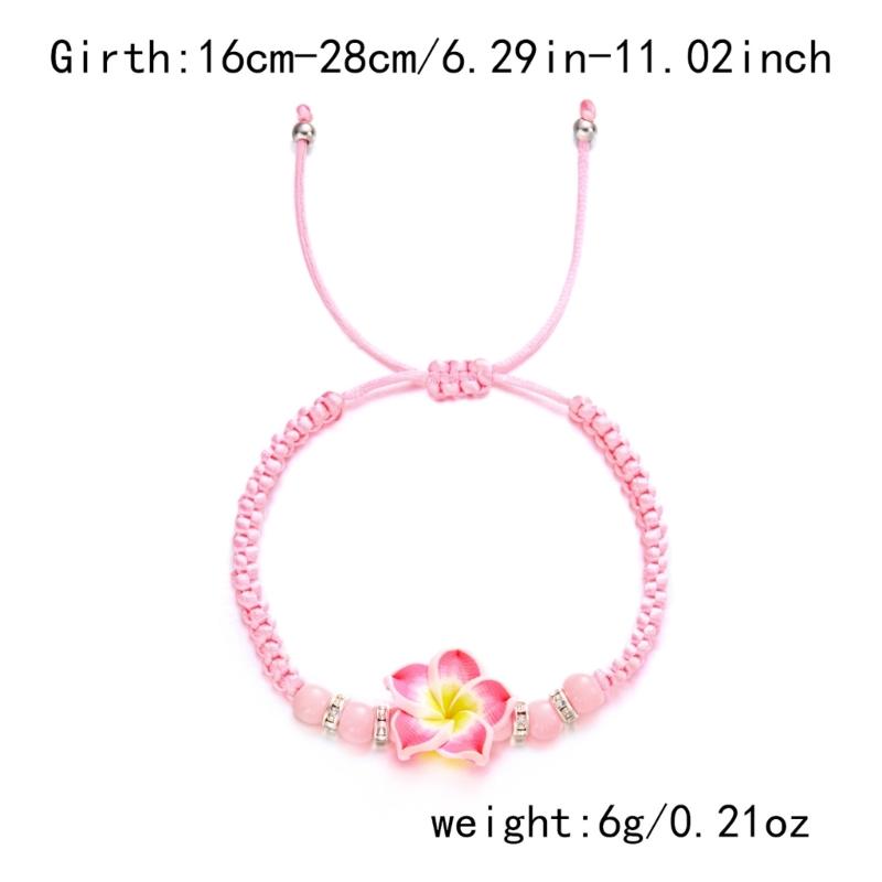 Браслет с цветами в гавайском стиле, ручная работа, пляжные украшения, регулируемая плетеная веревочка, стильный богемный браслет на запястье