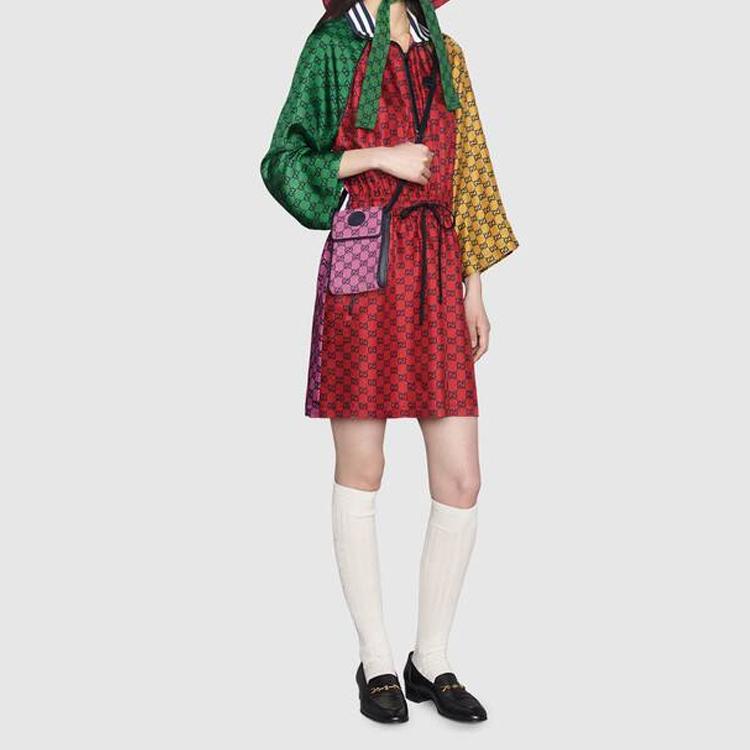 Gucci GG Multicolor Logo Canvas And Leather Crossbody Phone Bag Women bags Red 657582-2UZAN-5279