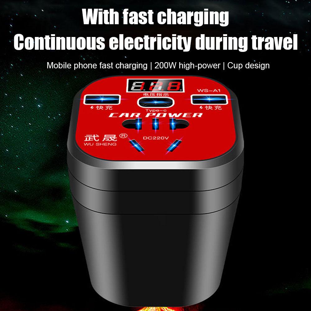 Car Power Inverter 12V/24V Universal Car Mounted Inverter USB 3.0 Charging Port DC1 10V-220V Car Power Converter Car Accessory