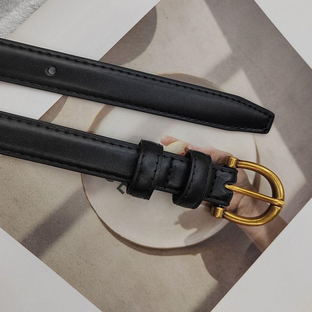 Простой ремень с пряжкой-штифтом, тонкий ремень, универсальный поясной ремень, ретро ремень из ПУ кожи, украшение для платьев