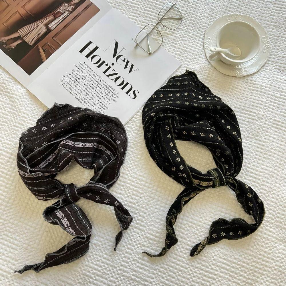 Sweet Snow Flower Scarves Korean Style Cotton Linen Headscarf Exquisite Triangle Hijab Scarf  Woman