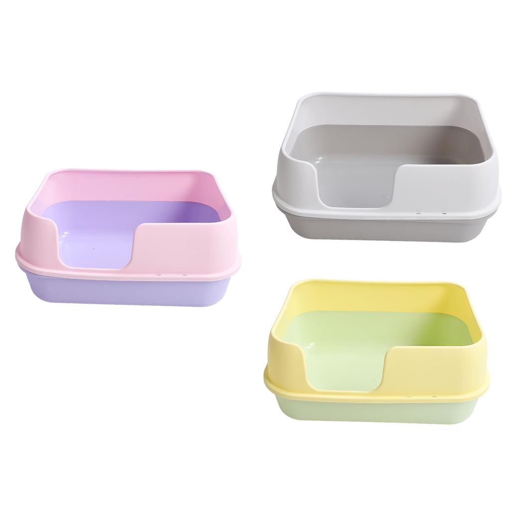 Cat Litter Box Extra Large Semi Enclosed Splash Proof Safe Removable Kitty Litter Pan with Scoop