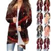 Women's Fashion Casual Christmas Print Mid-Length Cardigan Jacket