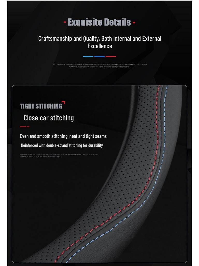 Odorless, non-slip steering wheel cover for BMW i3, i5, ix1, ix3, 5 Series & new energy vehicles; stitch-free design.