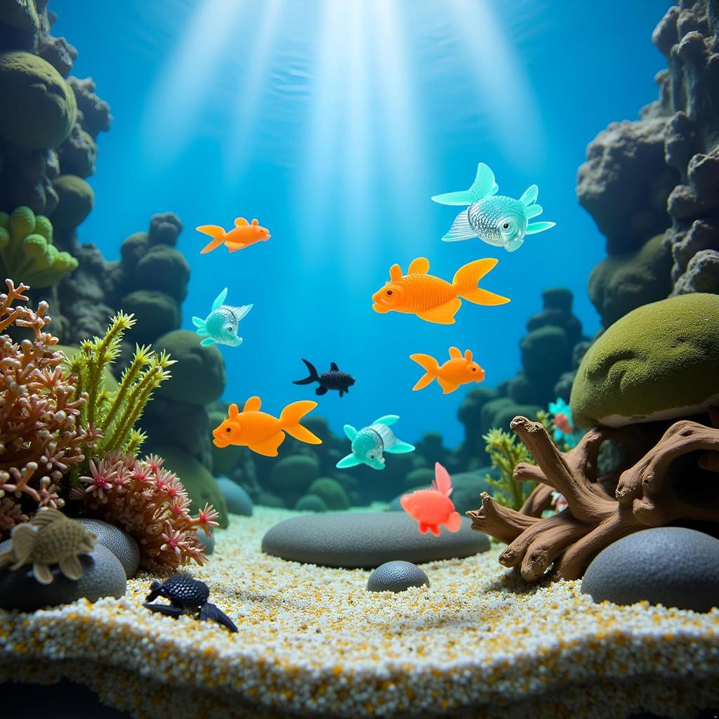 5 Pcs Lifelike Reble Plastic Artificial Moving Floating Fishes Ornament Decorations for Aquarium Fish Tank Pet Supplies