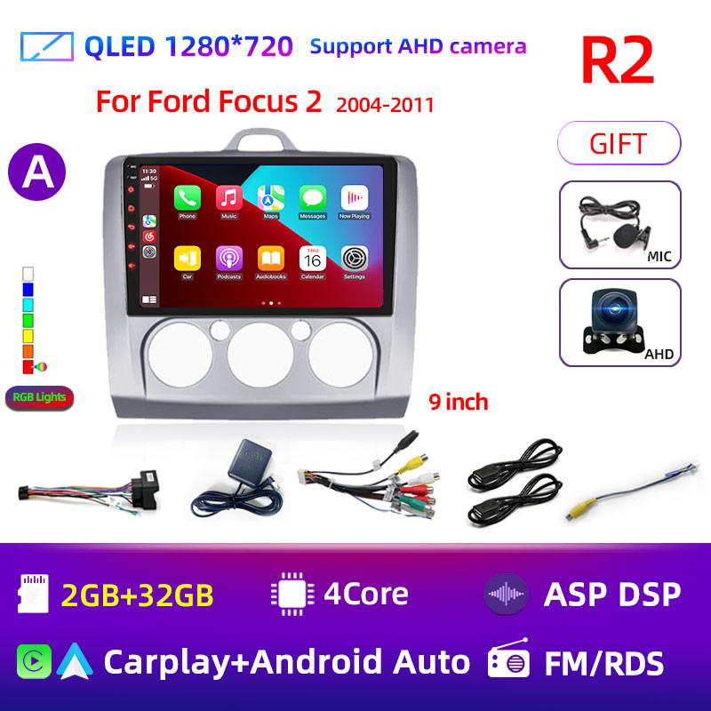 Android 12 Car Radio for Ford Focus 2 3 Mk2 Mk3 2004 2005 - 2011 Multimedia Player Navigation GPS 2Din Carplay Stereo DVD