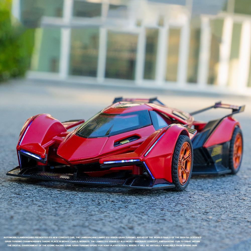 1/32 Lamborghini V12 Vision GT Gran Turismo Суперкар Сплав Модель Машины Литой Звук и Свет Игрушки Детский Транспорт Подарки для Детей