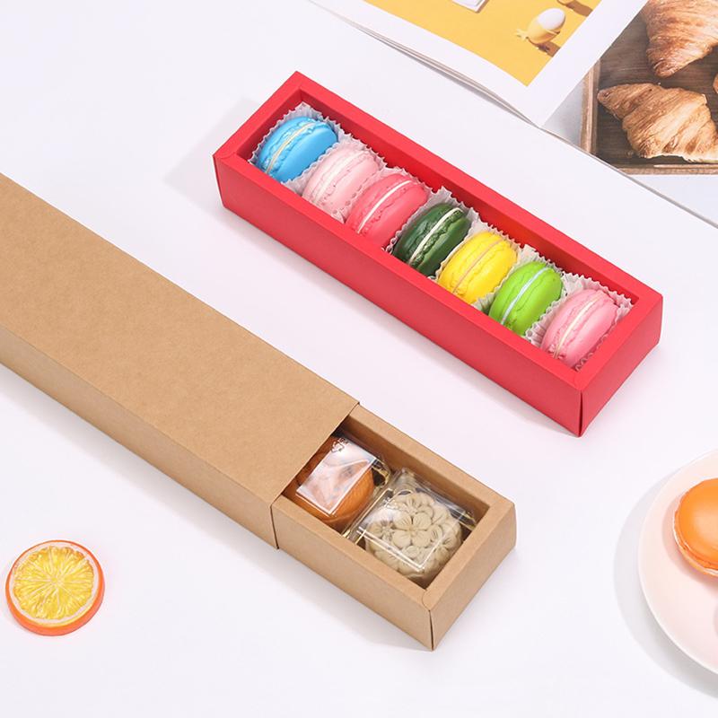WTEMPO 10PCS Retro Kraft Paper Drawer Style Baking Cookie Boxes Macaron Candy Chocolate Pastry Packaging Gift Boxes